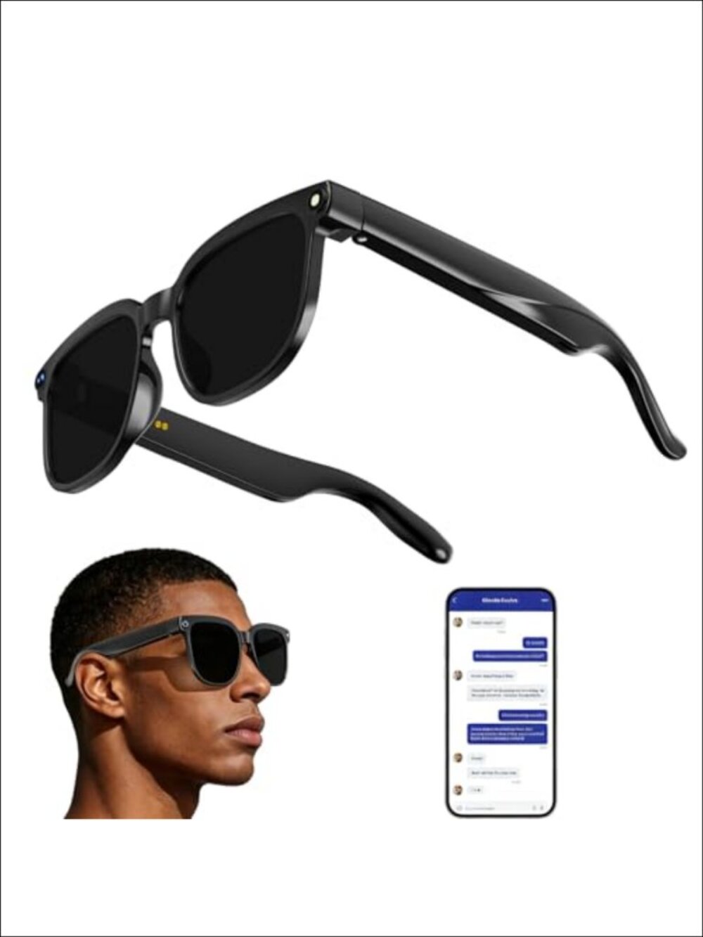 Smart Glasses 8MP HD Camera 1080P Video Dual Mic Open-Ear Bluetooth Audio
